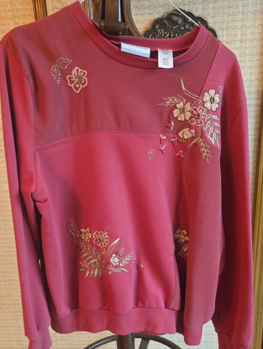 Alfred Dunner Rose Floral Embroidered Sweatshirt